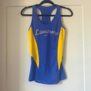 Nike Livestrong blue & yellow razor back tank top
